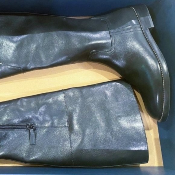 COLE HAAN HARRINGTON GRAND CUSHIONED ZIP BLACK LEATHER KNEE HIGH  BOOTS NEW - Picture 7 of 11